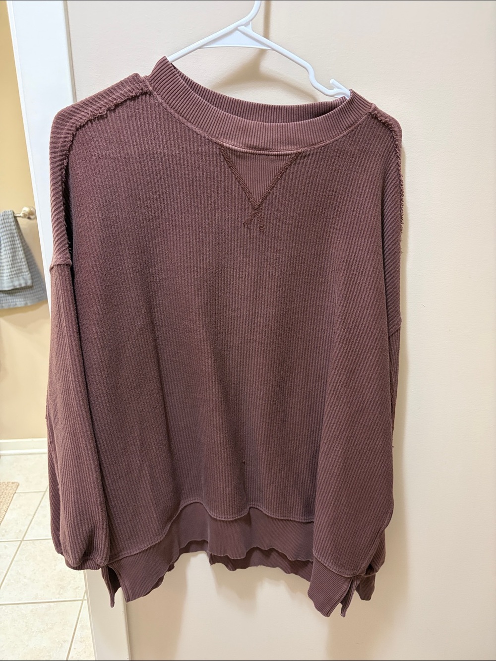 aerie Brown Waffle Knit Pullover